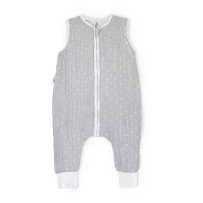 Abbildung von Ehrenkind® Baby Sommerschlafsack mit Füßen Musselin Sommer Schlafsack Gr. 90 Farbe Grau Weiße Punkte Kinder
