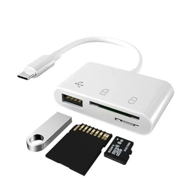 Abbildung von Multifunktionskartenleser 3 in 1 USB C TF SD Kartenleser Hub Adapter, Kamera Speicherkartenleser, Kartenlesegerät Karte für Laptop
