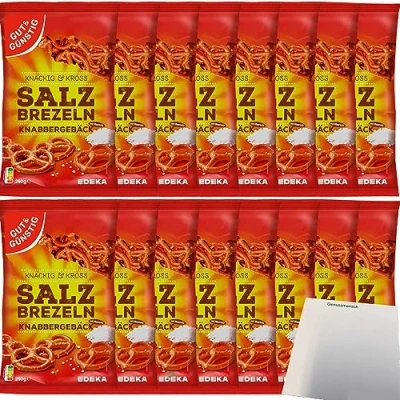 Abbildung von Gut&amp;Günstig Salzbrezel Knabbergebäck Knackig &amp; Cross mit Meersalz VPE (16x250g Packung) + usy Block