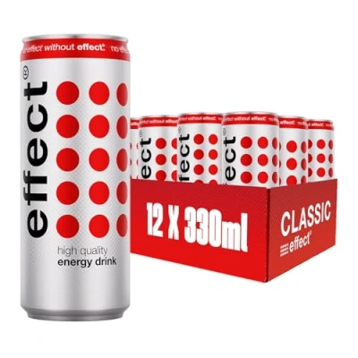 Abbildung von effect Energy Drink CLASSIC Tray mit 12 x 330 ml Dosen Einweg, Koffeinhaltiges Erfrischungsgetränk B Vitaminen einzigartiger &amp; erfrischender Geschmack, vegan