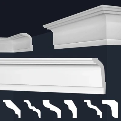 Abbildung von MARBET DESIGN Stuckleisten XPS Styropor weiß Deckenleisten Deckenstuck Leisten E (50 Meter / 25 33)