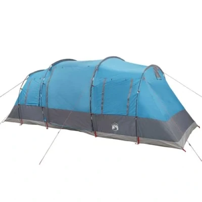 Abbildung von vidaXL Tunnel Familienzelt 6 Personen Blau Wasserdicht, Campingzelt, Zelt Familie, Gartenzelt, Zelt, mit Schlafkabinen, wasserdichtes