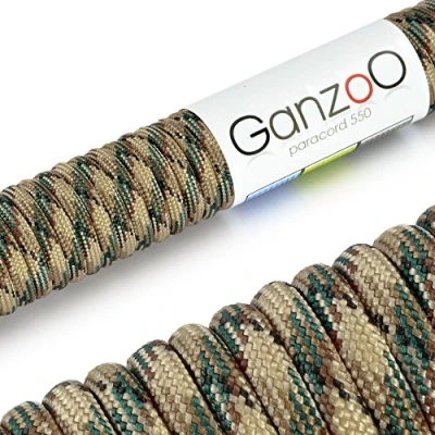Abbildung von Ganzoo Paracord 550 Seil, Nylon Polyester, 4mm, Typ 3, 30 Meter, 7 Kernstränge, Outdoor Schnur, Allzweck Hundehalsband, Hundeleine, Armband knüpfen, Camping, Survival Camouflage