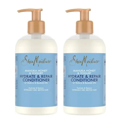 Abbildung von SheaMoisture Hydrate &amp; Repair Conditioner für extrem trockenes und sprödes Haar Manukahonig Joghurt natürlich frei von Silikonen Sulfaten 2 x 384 ml