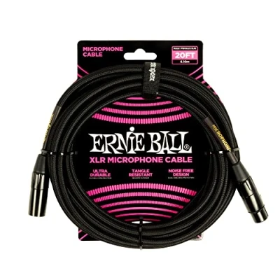 Abbildung von Ernie Ball Geflochtenes XLR Mikrofonkabel männlich/weiblich 6,10 m (20 ft) Schwarz