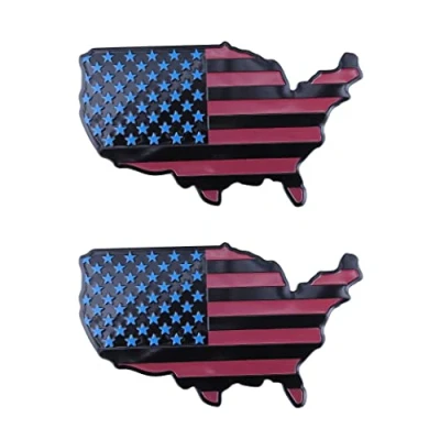 Abbildung von USA Flagge Karte Emblem Auto Aufkleber für Autos Karosserie LKW Wand Styling (Schwarz Rot)