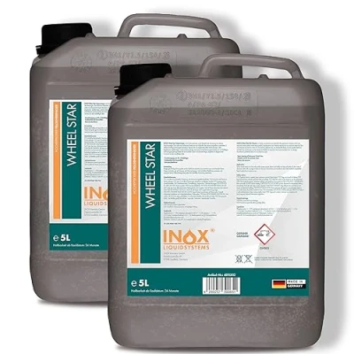 Abbildung von INOX® Felgenreiniger 2 x 5L Hocheffektiver Reiniger für lackierte Stahl , Chrom &amp; Alufelgen Entfernt schnell zuverlässig hartnäckigen Schmutz Rost Ideale Felgenpflege in Profiqualität