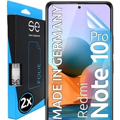 Abbildung von s.e Schutzfolie für Xiaomi Redmi Note 10 Pro, 2x Full Screen, Positionierhilfe, Note10 Pro Schutzfolie, transparente Displayfolie, funktionierende Alternative zu Schutzglas, Schutzglasfolie