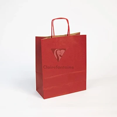 Abbildung von Clairefontaine 395702C Packung (mit 25 Geschenktaschen, Kraftpapier, 22 x 10 29 cm, ideal für Ihre Geschenke und Shopping) 25er Pack rot