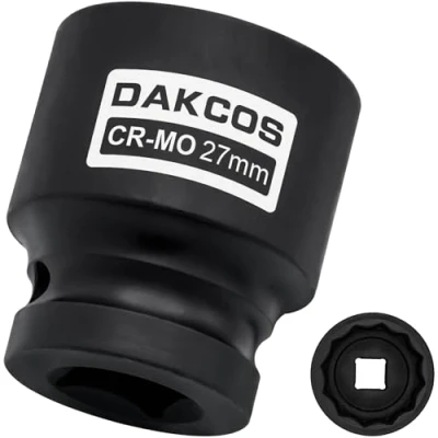 Abbildung von DAKCOS SW 27mm Vielzahn Nuss Schlagschrauber Kraft Stecknuss 12 Kant 12,5 mm (1/2&quot;) CR MO
