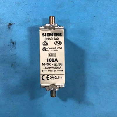 Abbildung von SIEMENS NH Sicherungseinsatz, NH000 100 A spannungsführende Grifflaschen, Stirnkennmelder