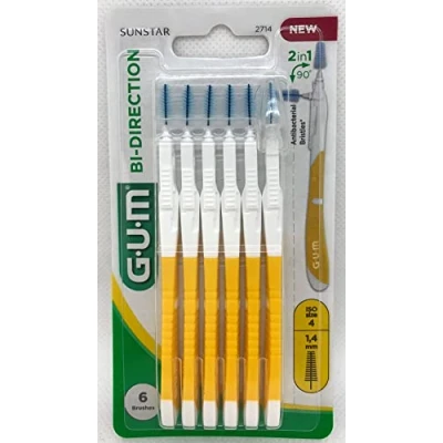 Abbildung von GUM BI DIRECTION ISO 4 Interdentalbürste zur Reinigung der Zähne hinten/vorne, Durchmesser 1,4 mm, 6 Stück
