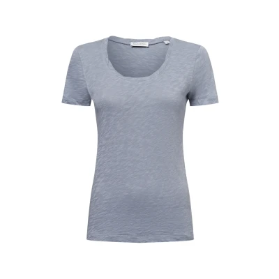 Abbildung von Marc OߴPolo Damen T Shirt mit getwistetem Ausschnitt Regular Fit, Blau (Nordic Sea), XXS