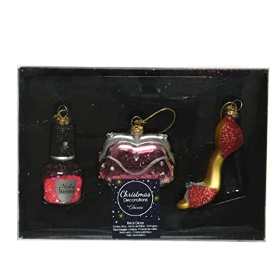 Abbildung von Kaemingk Christbaumschmuck Glas Beauty &amp; Fashion Set 3 teilig 7cm Weihnachtskugeln rosa rot