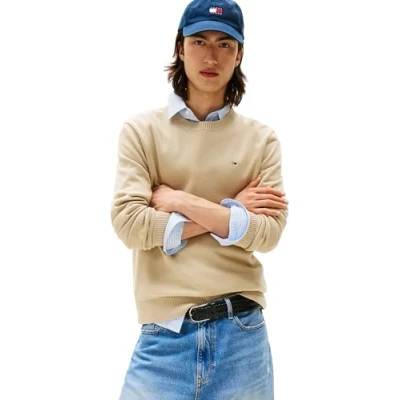 Abbildung von Tommy Jeans Herren Pullover Rundhalsausschnitt, Beige (Silt), M