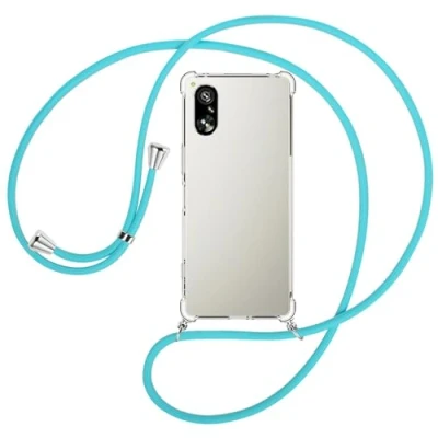 Abbildung von mtb more energy® Handykette kompatibel mit Sony Xperia 5 V türkis Smartphone Hülle zum Umhängen Anti Shock Full TPU Case