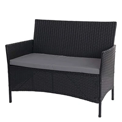 Abbildung von Mendler Poly Rattan Gartenbank Halden AM, Sitzbank Bank anthrazit, Kissen anthrazit