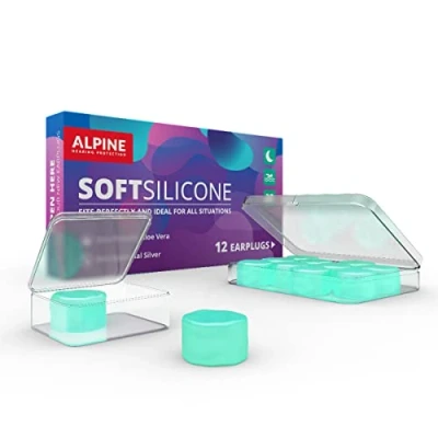 Abbildung von Alpine SoftSilicone Ohrstöpsel für optimalen Gehörschutz 12 Stück zum Schlafen, Konzentrieren und Schwimmen Verformbares weiches Material mit Hygieneschutz 6 Paar