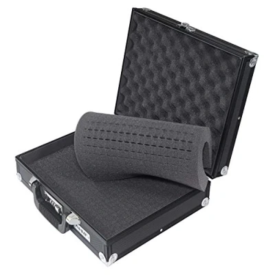 Abbildung von HMF Kameratasche abschließbarer Alu Fotokoffer, Waffenkoffer mit Rasterschaumstoff, 36,5 x 29 12 cm, Schwarz