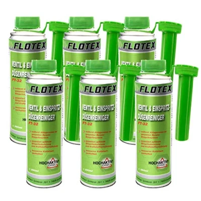 Abbildung von Flotex Ventil &amp; Einspritzdüsenreiniger, 6 x 250ml Additiv entfernt Ablagerungen und reinigt Benzin Einspritzsystem