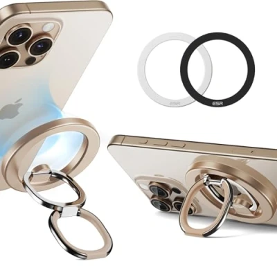 Abbildung von ESR HaloLock Magnetischer Handy Ringhalter, Fingerhalter kompatibel mit MagSafe Ring Ständer, Griff iPhone 16/15/14/13/12 Serie, Verstellbarer Wüstentitan