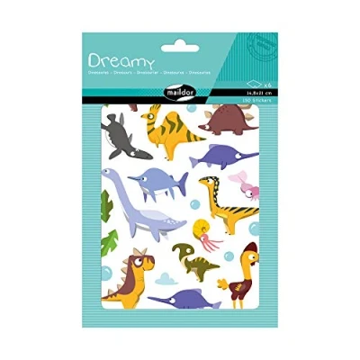 Abbildung von Maildor AE205C Packung Dreamy mit 6 Bogen 14,8x21cm, 150 Stickers, 1 Pack, Dinosaurier
