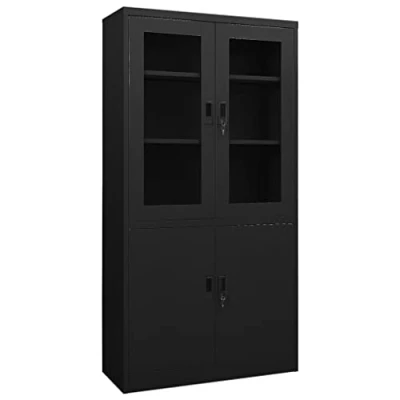 Abbildung von vidaXL Büroschrank Aktenschrank Metallschrank Universalschrank Stahlschrank Aufbewahrungsschrank Büromöbel Schrank Lagerschrank Schwarz 90x40x180cm Stahl