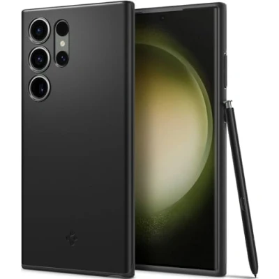 Abbildung von Samsung Galaxy S23 Ultra Hülle Kunststoff Spigen Hard Case/Backcover Handyhülle Schwarz