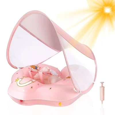 Abbildung von WYRIAZA Schwimmring Baby Schwimmhilfe mit Sonnendach SPF 50+ Rüsten sie 5 8Kgs Balance Ball Auf um EIN Überrollen zu Verhindern (S 3 12 Monate)