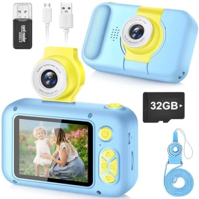 Abbildung von KinderKamera,ARNSSIEN Kinder Kamera,Selfie,Geschenk für3 4 5 6 7 8 9 10Jahre Mädchen und Junge,2.4in Display Digitalkamera,180Flip Objektiv,Spielzeug ab 3 Jahre