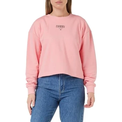 Abbildung von Tommy Jeans Damen Sweatshirt Essential Logo ohne Kapuze, Rosa (Tickled Pink), XXS