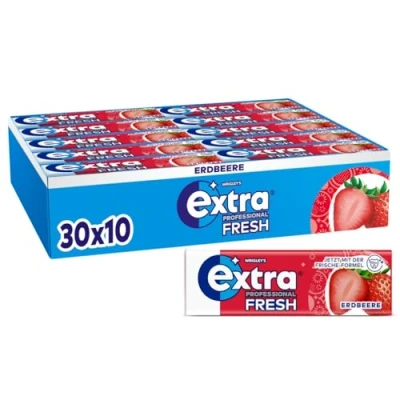 Abbildung von Extra Professional Fresh Erdbeere, Zuckerfreier Kaugummi, Multipack mit 30x10 Dragees, Für frischen Atem