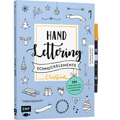 Abbildung von Handlettering Schmuckelemente Christmas 999 Vorlagen zum Nachzeichnen und Abpausen: Mit original Tombow ABT Dual Brush Pen in Gold