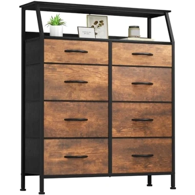 Abbildung von YITAHOME Kommode, Schrank, Aufbewahrungsschrank, 8 Schubladen aus Stoff mit Griffen, Aufbewahrungskommode, Gabardin verrottetem Holz