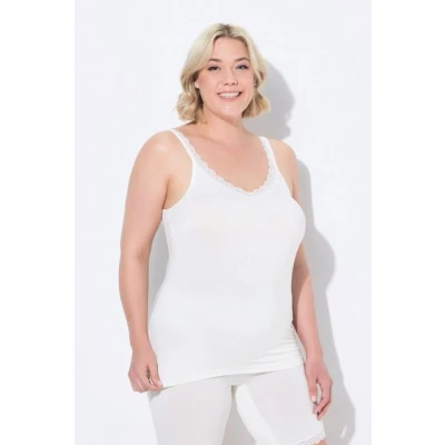 Abbildung von Ulla Popken Damen große Größen Übergrößen Plus Size Unterhemd, Spitze, Bambus, hautfreundlich