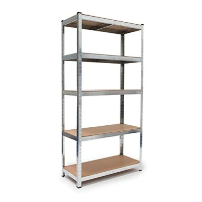 Abbildung von Relaxdays Schwerlastregal, HxBxT: 180 x 90 40 cm, verzinkter Stahl, Traglast 875 kg, Stecksystem, mit Werkbank, silber