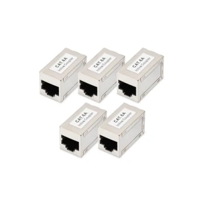 Abbildung von DIGITUS DN 93905 RJ45 Kupplung Cat 6A 5 Stück LAN Kabel Verlängerung Cat6A Netzwerkkabel Verbinder PoE Kompatibel Modulare Für Switch, DSL, Modem, Router, PC Silber