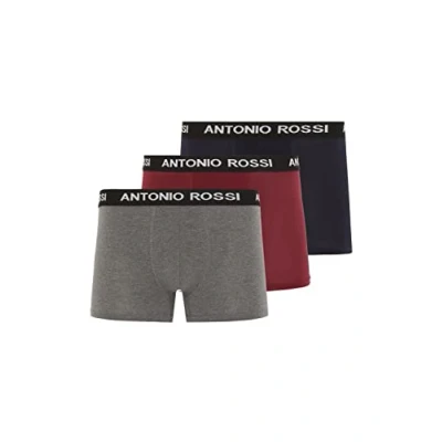 Abbildung von FM London Antonio Rossi Fitted 3 PACK Panties, Herren, Größe: Medium, Grey burgundy navy