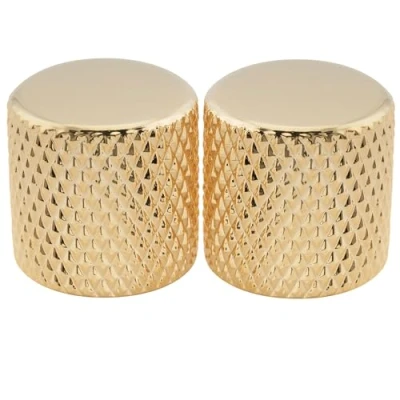 Abbildung von Musiclily Pro Inch Stahl Gitarre Knöpfe Potiknöpfe Push on T Style Dome Knobs Flache Oberfläche für USA Tele E oder Precision Bass, Gold (2 Stück)