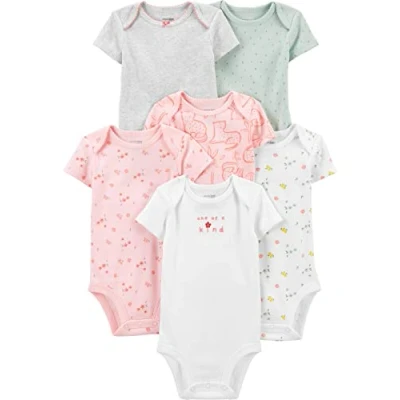 Abbildung von Simple Joys by Carter&#039;s Baby Mädchen 6 Pack Short Sleeve Bodysuit Hemd, Mehrfarbig/Floral/Katze/Punkte, Frühchen