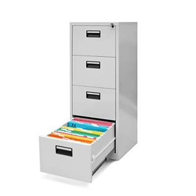 Abbildung von Jan Nowak Hängeregistraturschrank V004A Hängemappenschrank Hängeregisterschrank Aktenschrank mit 4 Schubladen Pulverbeschichtung Stahlblech 132 cm x 46 62 (H B T) (grau)