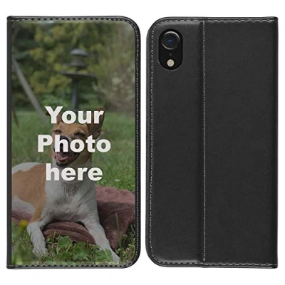 Abbildung von PhoneNatic Case kompatibel mit iPhone Xr Personalisierte Handyhülle Kunstlederhülle schwarz zum selbst gestalten eigenem Foto