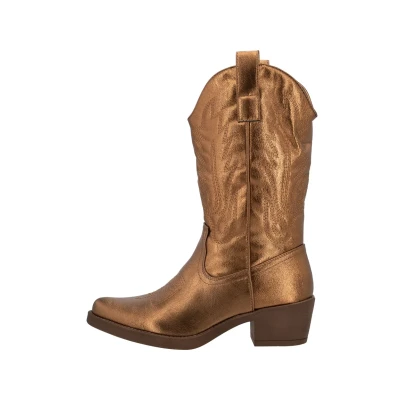 Abbildung von Elara Damen Cowboy Stiefel Biker Boots Chunkyrayan DEN928P Rosegold PU 36