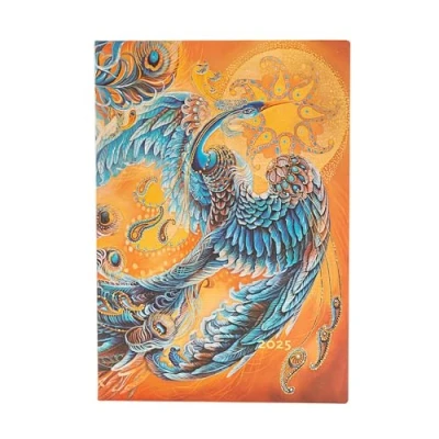 Abbildung von Paperblanks 12 Monatskalender Softcover Flexi 2025 Himmelsvogel Midi Horizontal Elastikband Verschluss