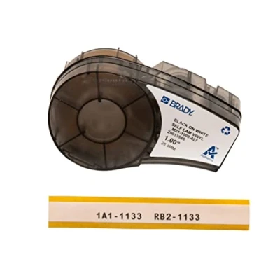 Abbildung von Brady, M21 1000 427, Vinyl selbstlaminierend, Schwarz auf WeißTransparent, 25,4mm x 4,26m, max. Kabeldurchmesser: 5,1mm, permanent, Endlos (110928)