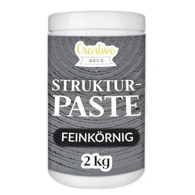 Abbildung von Creative Deco Strukturpaste Feinkörnig 2 kg Dunkelgraue Spachtelmasse für Acrylmalerei Feinpaste Kunstprojekte, Acrylfarbe, DIY, 3D Effekte, Texturen Einfach mit Palettenmesser aufzutragen
