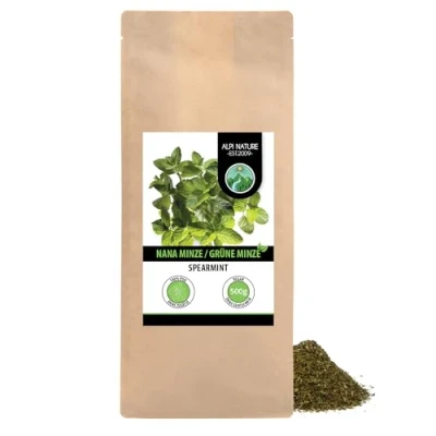 Abbildung von Nana Minze (500g), Krausenminze geschnitten, schonend getrocknet, 100% rein und naturbelassen zur Zubereitung von Tee, marokkanische Minze, Kräutertee, Nanaminze