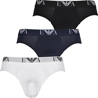 Abbildung von Emporio Armani Stretch 3PACK Slip, Herren, Größe: Small, White/black/dark blue