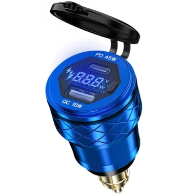 Abbildung von Hella Din USB Steckdose 12V für BMW Motorrad, 45W PD &amp; 18W QC 3.0 EU Stecker Zigarettenanzünder C Adapter Wasserdicht Aluminium Einbaubuchse 24V KTM Ducati Triumph Motorrad