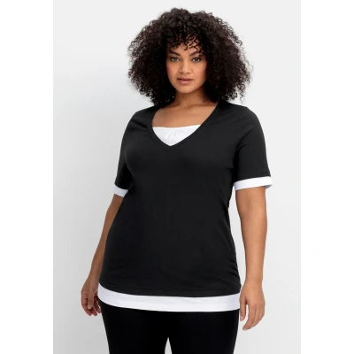 Abbildung von Sheego 2 in 1 Shirt &quot;Große Größen&quot;, Optik, mit V Ausschnitt